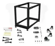 StarTech 4-Post 15U Mobile Open Frame Server Rack, 19 in Network Rack w/ Wheels