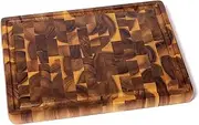 Lipper International Acacia End Grain Cutting Board with Cut-Out Handles for Cutting or Serving, 15 3/4" x 12" x 1 1/4"