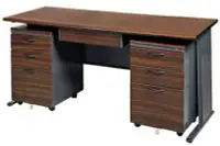 在飛比找Yahoo!奇摩拍賣優惠-亞毅 oa桌 組合式 胡桃色辦公桌 咖啡色電腦桌 書桌 系統