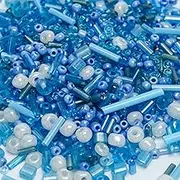 Niziky 1000PCS Mixed Glass Seed and Bugle Beads, 1.5-4.5mm Blue Tube Loose Spacer Beads for Jewelry Making, Bracelet Making