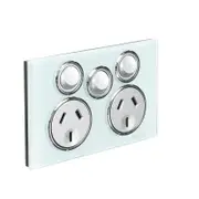 CLIPSAL SATURN 4025XA-OM - 10Amp Double Power Point - Removable Extra Switch - Ocean Mist