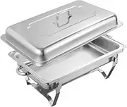 Yarra Supply 9L Chafing Dish Buffet Catering Food Warmer Pan Multifunctional Stainless Steel Dinner Plate Tray Set Buffet Server for Parties,1 Tray Food Pan with Lid