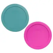 Pyrex 7201-PC 4 Cup (1) Turquoise (1) Pink Round Plastic Replacement Lids 2PK