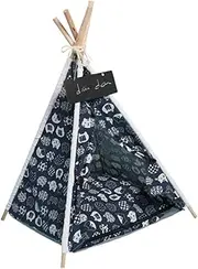 WEKAMOS Portable Pet Teepee with Cushion Cozy Dog Tent Bed for Cats and Dogs Durable Canvas Pet Tent House Enclosed Space Comfortable Sleeping and Resting Shelter