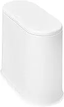 B Baosity Slim Narrow Garbage Can Rectangular Dustbin Small Space Saving Kitchen Wastebasket with Press Type Lid for Living Room Home, White