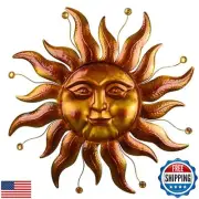 VESTCDF Metal Sun Wall Art Decor Outdoor 26'', Large Gold Sun Wall Decor Gard