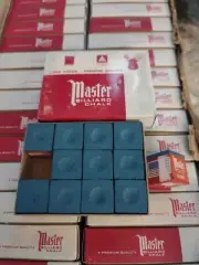 1 BOX ( 12 PIECES ) SKY BLUE MASTER CHALK PACK - POOL & BILLIARD CUE CHALK