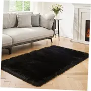 Ultra Soft Fluffy Faux Fur Area Rugs for Bedroom Living Room Black Fuzzy