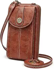 S-ZONE Women RFID Blocking Crossbody Cell Phone Purse Small Faux Leather Wallet Purse
