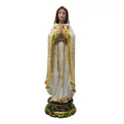 Rosa Mistica Statue 12" – White and Gold Resin Religious Figurine 25555-12