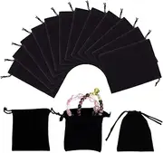 [WYJREES] 100 Pcs Velvet Drawstring Bags, 7x9 cm Black Velvet Jewelry Pouches, Mini Soft Velvet Gift Bag for Candy Wedding Party Favor Christmas