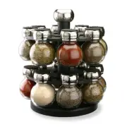 Orbit Rotating Rack, 16 Refillable Spice Jars, Labeled Shaker Tops, 45, Black...