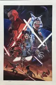 Comic Art 12x18: Saber Ladies Of Star Wars. #54/100. Stamped.