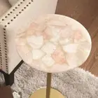 24" Round Rose Quartz Stone Coffee Table Top Handmade Furniture Crystal Decors