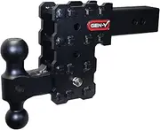 GEN-Y GH-2413X Phantom-X 16K Solid Shank Adjustable 5" Drop Hitch with GH-051 Dual-Ball for 2.5" Receiver - 16,000 LB Towing Capacity - 1,600 LB Tongue Weight