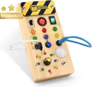 Montessori Busy Board Sensory Toy Toddlers 1-3Y, Wooden Learning Activity Board