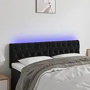 Bed Headboard LED, Beds Head Frame LED Headboard Black 160 cm Velvet