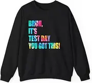 [Generic] Bruh It’s Test Day You Got This Testing Day Funny Tie Dye Sweatshirt for Adults Crew Neck Long Sleeve Pullover