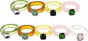[WRITWAA] 9pcs Colorful Acrylic Gemstone Rings Stylish Finger Jewelry for Daily Wear Costumes Skin-friendly Material Unique Fashion Decor Rings