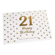 LMD 21st Sweet Heart Guest Book w/ Gold Text Cardboard Retcangle 23x18cm