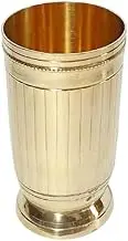 INDIAN MODERN ART Brass Water Glass with Lined Design – 250 ML Golden Drinkware for Serving & Daily Use (Medium Size, Pack of 1)