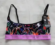 Bonds Ladies YWN8 G7V Holiday Superstar Print Icons Scoop Crop Bralette Size 16