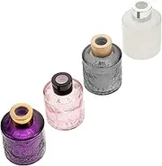 Cabilock 4Pcs Embossed Decorative Aroma Bottles Glass Perfume Container for Dry Flowers Fragrance Holders for and Modern Decor