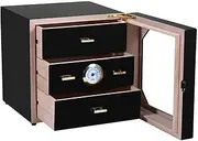 Cigar Aficionado Glass Humidor Executive Edge Exotic Cedar Wood(1 Pack)