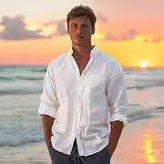 Men's 100% Linen Shirt Button Up Shirt Beach Shirt White Long Sleeve Plain Lapel Spring Fall Daily Vacation Clothing Apparel