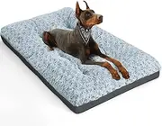 POCBLUE Deluxe Washable XL Dog Bed Dog Crate Mat 42 inch Comfy Fluffy Kennel Pad Anti-Slip for Dogs Up to 90 lbs, 42" x 28", Grey