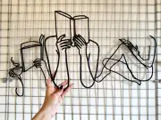 3 Set Book Wood Wall decor, Minimalist Book Line Art, Book Wall Art, Book Lover