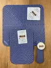 "Cobalt" Set LE CREUSET Silicone Skillet Handle Sleeve Hot Pad Trivet Mat NWT