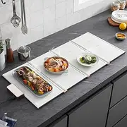 Foldable Electric Warming Tray, Electric Food Hot Plate with 3 Gears Adjustable Temperature, Multifunctional Ultrathin Hotplates, 1 Min Fast Heating Perfect, for Party Home Dinner Four-Boards
