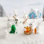 新款雪兔子系列微景觀雪造景DIY多肉裝飾配件可愛雪人小兔子擺件