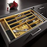 Expandable Bamboo Cutlery Tray Utensil Drawer Kitchen Organizer Insert Divider