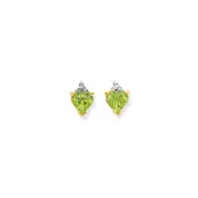 14k Yellow Gold u0026 Rhodium Marquise Heart Peridot u0026 Real Diamond Post Earrings