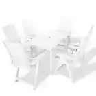 Outdoor Dining Set 7 Piece Plastic White Garden Patio Table and Chair vidaXL