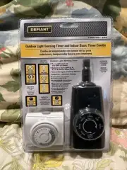 Defiant Outdoor Light Sensing Timer and Indoor Basic Timer Combo New Outlet