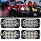 4X 8 LED Strobe Lights Emergency Flashing Warning Beacon White Amber 12V-24V