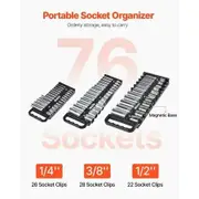 Portable Socket Organizer Set 3PCS 76-Clip Magnetic Socket Tray Metric/SAE