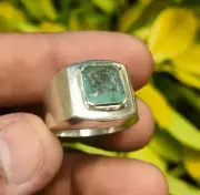 Natural Emerald Stone Sawati Emerald Birthstone Match Ring Sterling Silver Ring