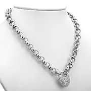 925 Sterling Silver Plated Belcher Chain Necklace Featuring a Simulated Diamond Locket - USA Made