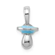 Sterling Silver De-Ani Rhodium-Plated 3D Blue Enameled Pacifier Pendant