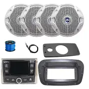 JBL Marine Radio, 4x 6.5" 225W White Speakers w/ANT, Wire,Spa Bezel, Adapter