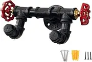 Y-Nut Industrial Pipe Robe Towel Rack Hooks - Rustic Iron Clothes Coat Hanger Holders with Screws and Valve HOOK-02-V