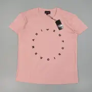 Emporio Armani Womens T Shirt Pink 12 UK Mercerised Cotton Big Logo Tee 44