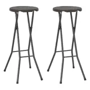 Folding Bar Stools 2 pcs HDPE and Steel Brown Rattan Look vidaXL