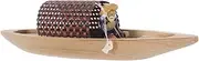 Zerodeko Home Decor Boat Model Fine Craftsmanship Wooden Canoe Model Rustic Nautical Boat Decor for Beach Home