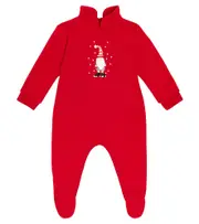[Il Gufo] Il Gufo Embroidered cotton jersey onesie M 3 red