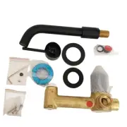 Single Handle Wall Mounted Bathroom Sink Faucet Swivel Spout Bath Matte Black